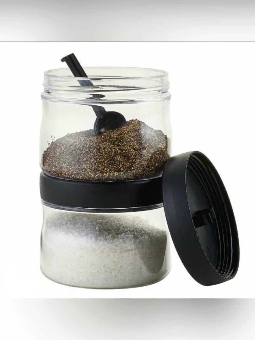 2Tupperware Counterscaping Dry Container 19oz Jar and Spoon Clear with Black Lid